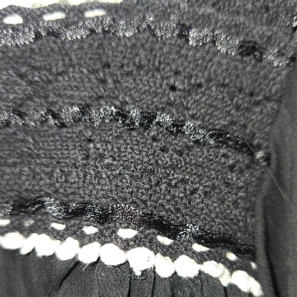 Black Sheer Boho Whimsigoth Fairycore Witchy Tunic Top w/Cream Crochet Trim - Picture 6 of 7